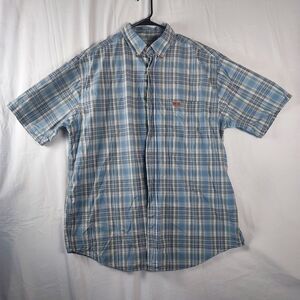 Carhartt L Short-Sleeve Plaid Work Shirt 100% Cotton Outdoor Casual